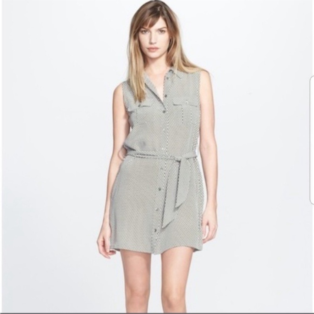 Equipment Femme Jody Green Lattice Silk Dress Size S Mini Button Down